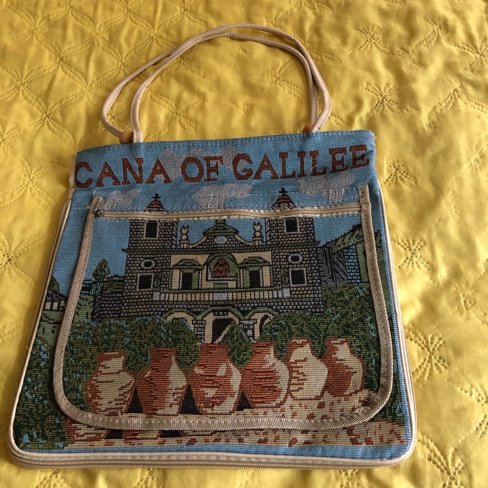 Arabic. Cana of Galilee. Palestine. Tote bag. Zippers. Outside flap pocket.